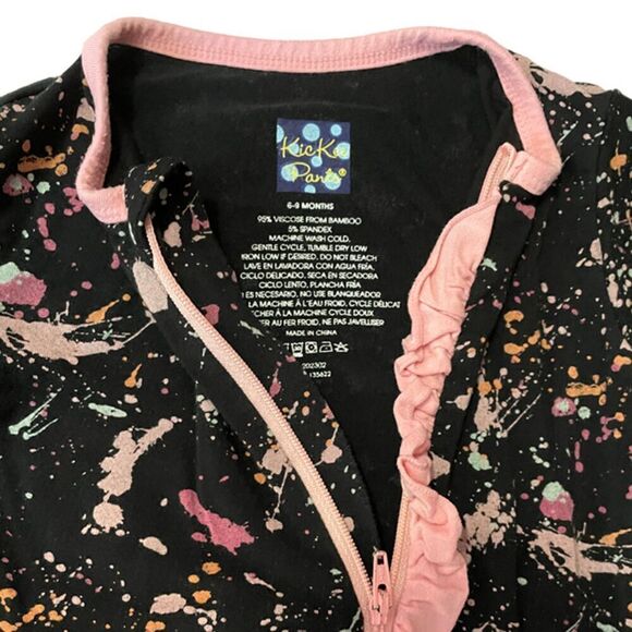 Kickee Pants Black Pink Splatter Paint Bamboo Sleeper Size 6-9 Months - Picture 5 of 5